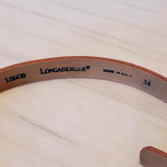 Longaberger Brown Leather Belt Gold Tone Metal Basket Charm - Picture 4 of 5